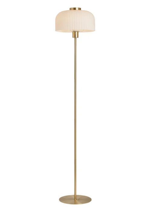 BHS Costa Brass Floor Lamp with Ribbed White glass (145cm x 29cm) - One Size Image 5