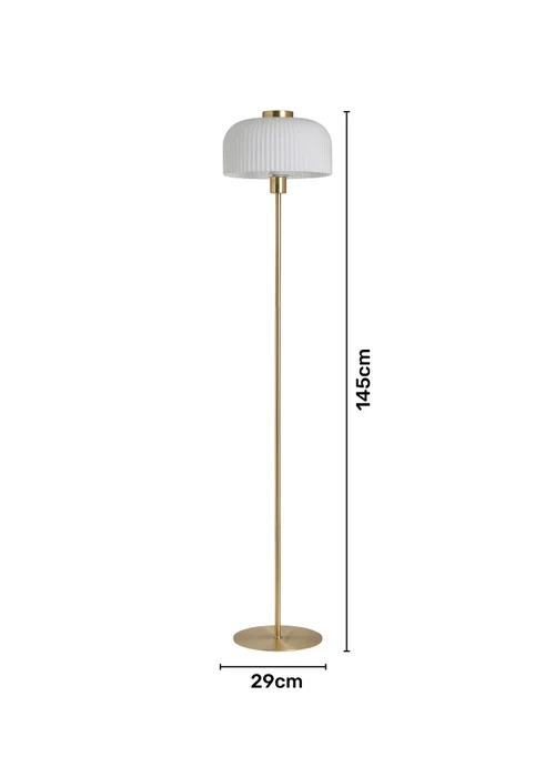 BHS Costa Brass Floor Lamp with Ribbed White glass (145cm x 29cm) - One Size Image 6