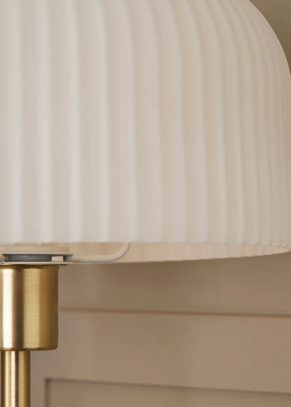 BHS Costa Brass Floor Lamp with Ribbed White glass (145cm x 29cm) - One Size Image 4
