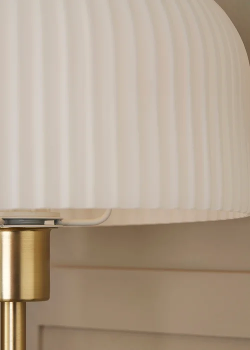 BHS Costa Brass Floor Lamp with Ribbed White glass (145cm x 29cm) - One Size Image 4