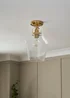 BHS Athea Brass & Bubble Glass 1 Light Flush (35cm x 21cm) - One Size Image 2