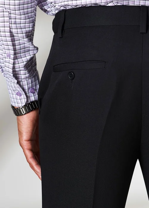 Cotton Traders Black Flat Front Supreme Easy-Care Trousers - 48/L27 Image 3