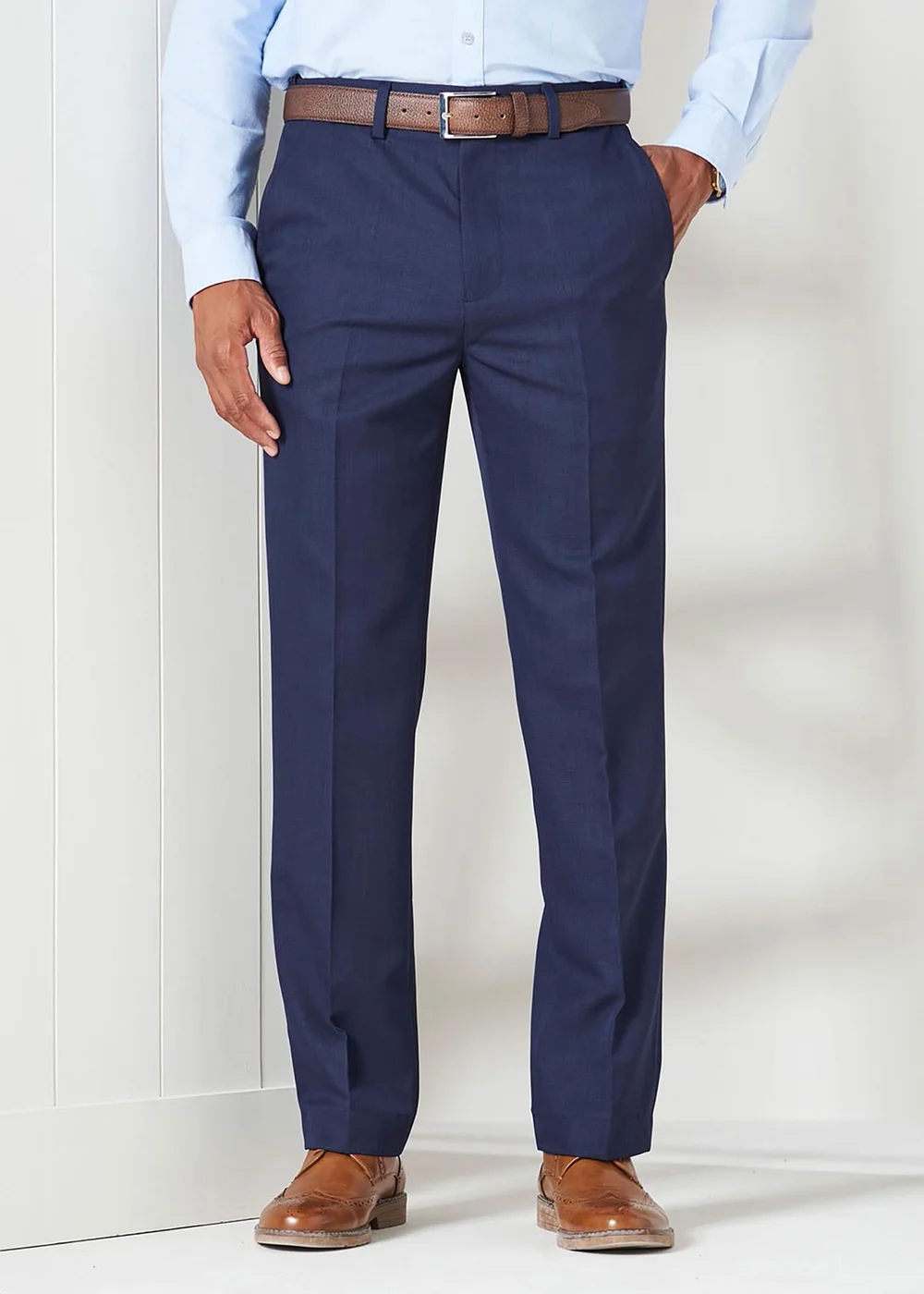 Cotton Traders French Navy Flat Front Supreme Easy-Care Trousers - 48/L27 Image 1