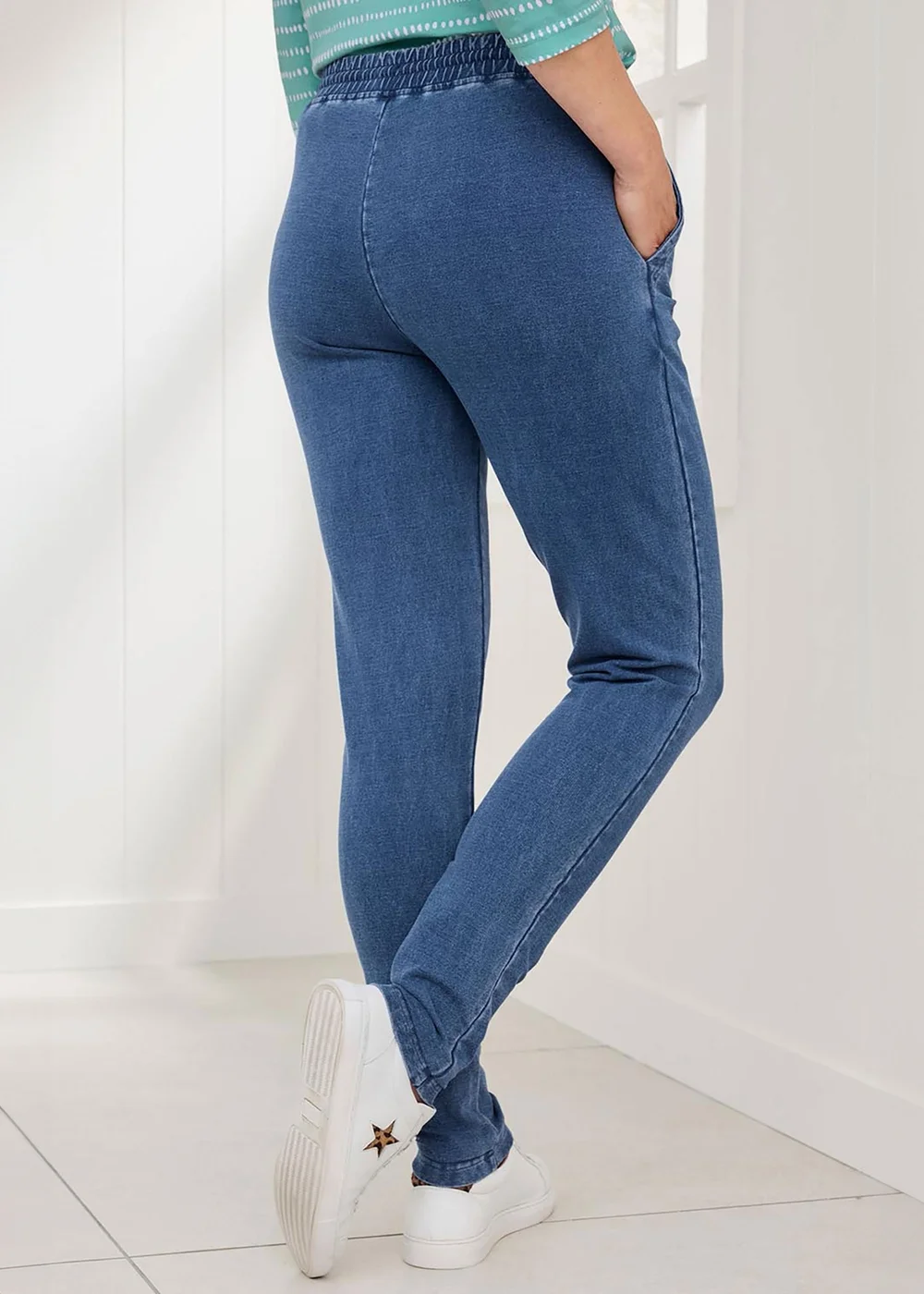 Cotton Traders Pale Blue Jersey Denim Joggers - 20/l27 Image 2