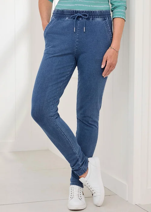 Cotton Traders Pale Blue Jersey Denim Joggers - 20/l27 Image 1