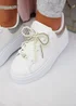 Love Lemonade Silver Sparkly Pearl Bow Chunky Trainers - Size 3 Image 2