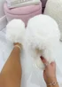 Love Lemonade White Ultimate Cosy Fluffy Slippers - Size 5 Image 1