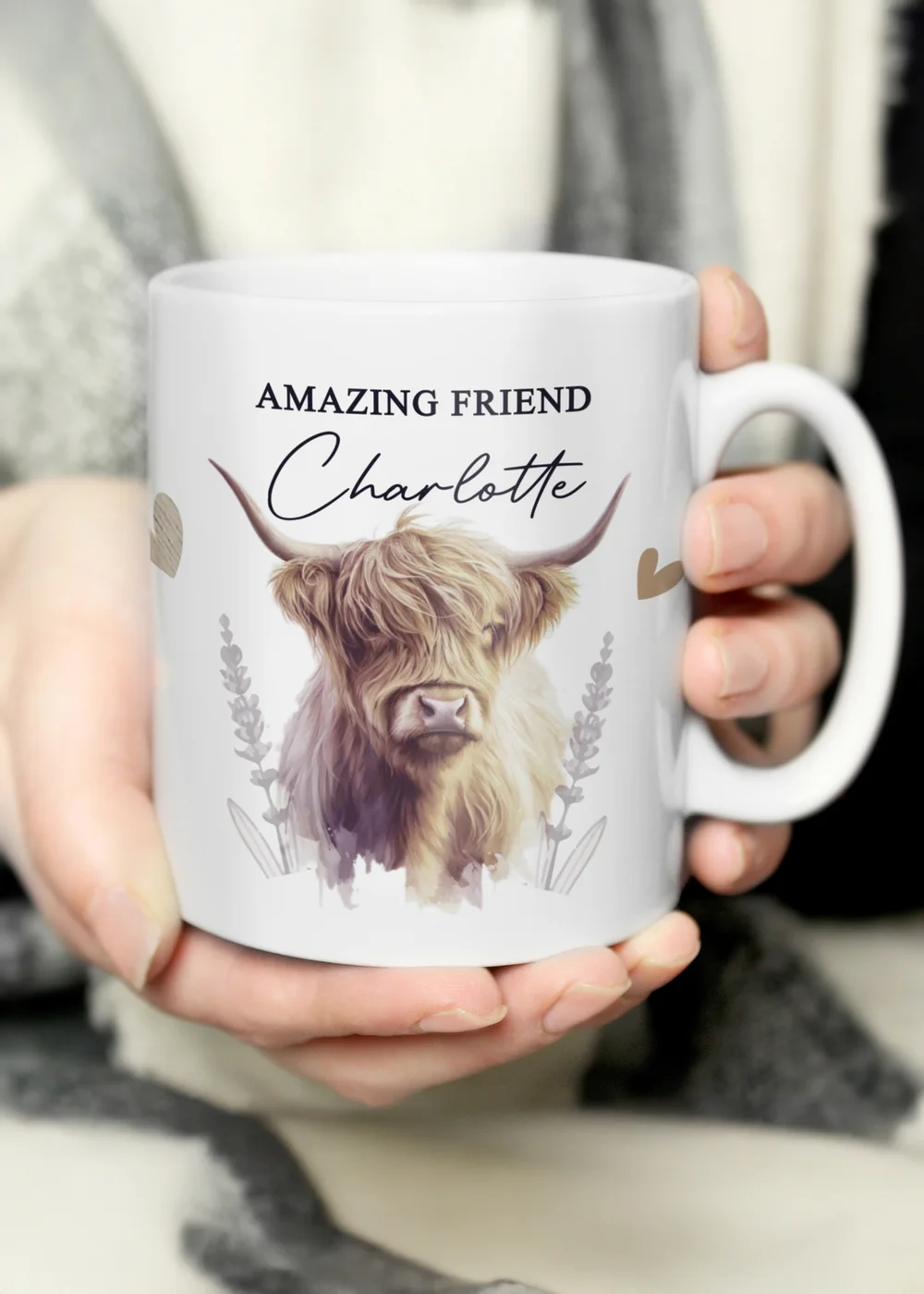 Personalised Memento Company Highland Cow White Ceramic Mug - One Size Image 1