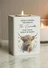 Personalised Memento Company Highland Cow White Wooden Tealight Holder - One Size Image 2