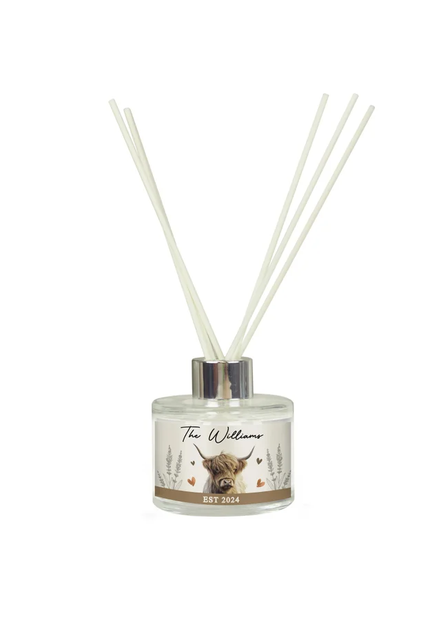 Personalised Memento Company Highland Cow Clear Reed Diffuser