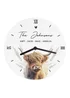 Personalised Memento Company Highland Cow White Wooden Clock - One Size Image 1