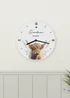 Personalised Memento Company Highland Cow White Wooden Clock - One Size Image 3