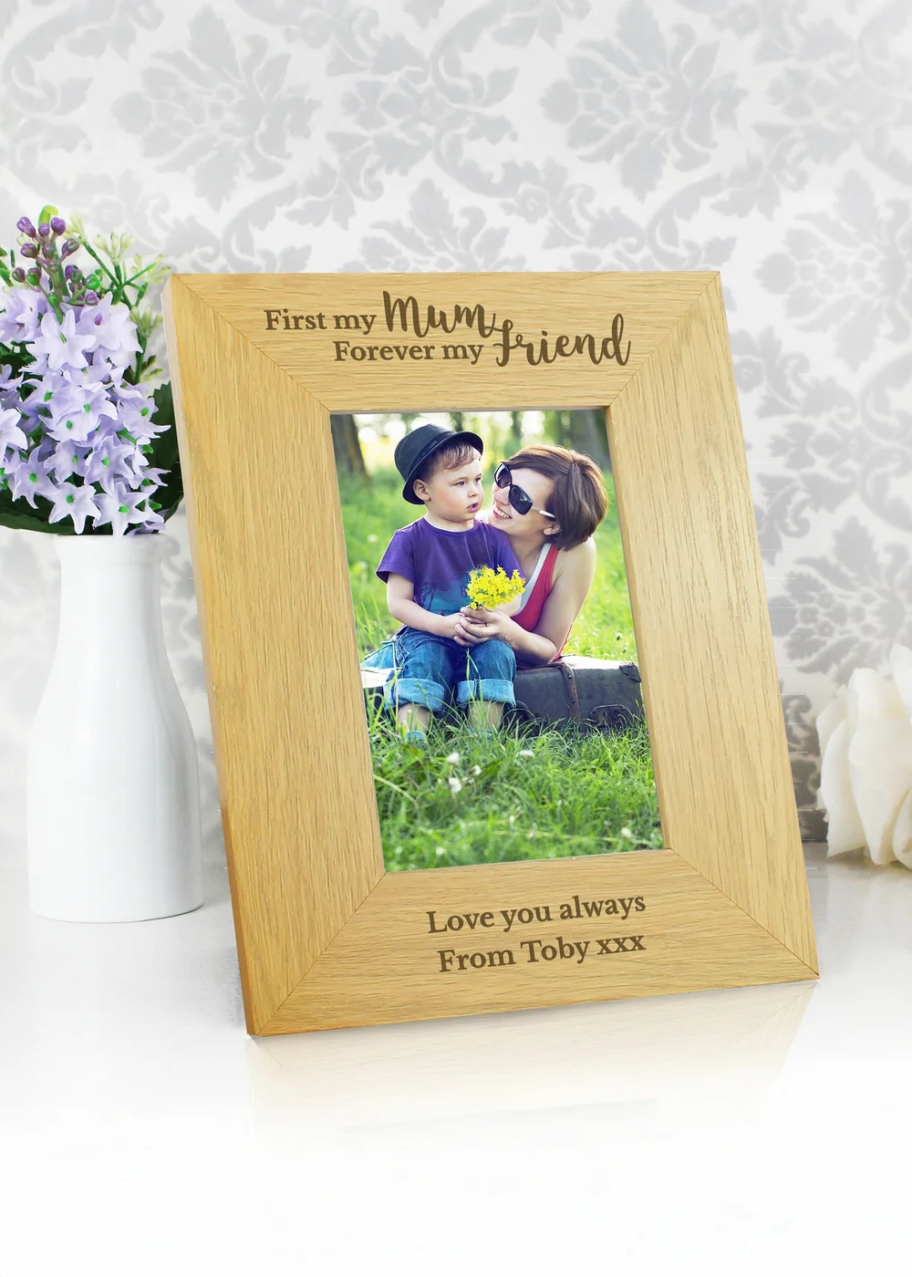 Personalised Memento Company 'First My Mum Forever My Friend' 6x4 Oak Finish Photo Frame - One Size Image 2