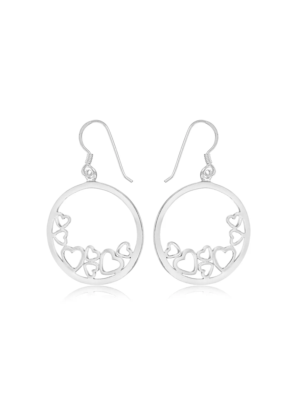 Golden Moments Sterling Silver Hearts-In-Circle Drop Earrings - One Size Image 1