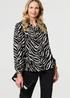 Izabel London Black Zebra Print V-Neck Long Sleeve Blouse - 10 Image 1
