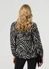 Izabel London Black Zebra Print V-Neck Long Sleeve Blouse - 10 Image 2