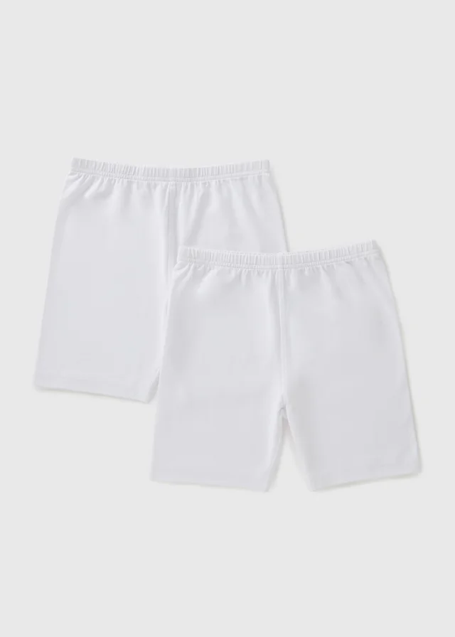 2 Pack Girls White Cycling Shorts (3-13yrs)