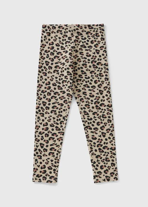 Girls Beige Leopard Leggings (7-15yrs) - Age 14 Years Image 1