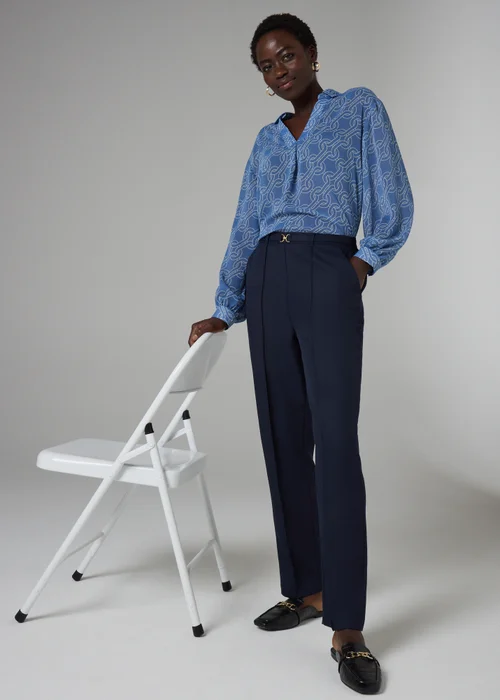 Et Vous Navy Snaffle Trousers - Size 08 29 leg Image 1