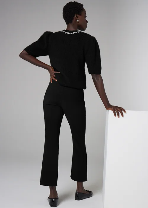 Et Vous Petite Black Ribbed Trousers - Size 08 27 leg Image 2