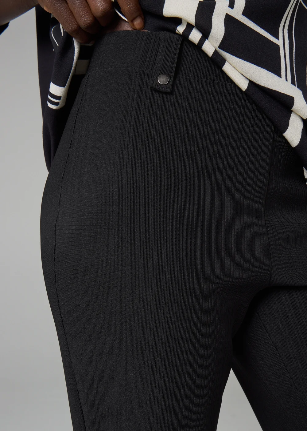 Black Rib Long Trousers - 10/L33 Image 1