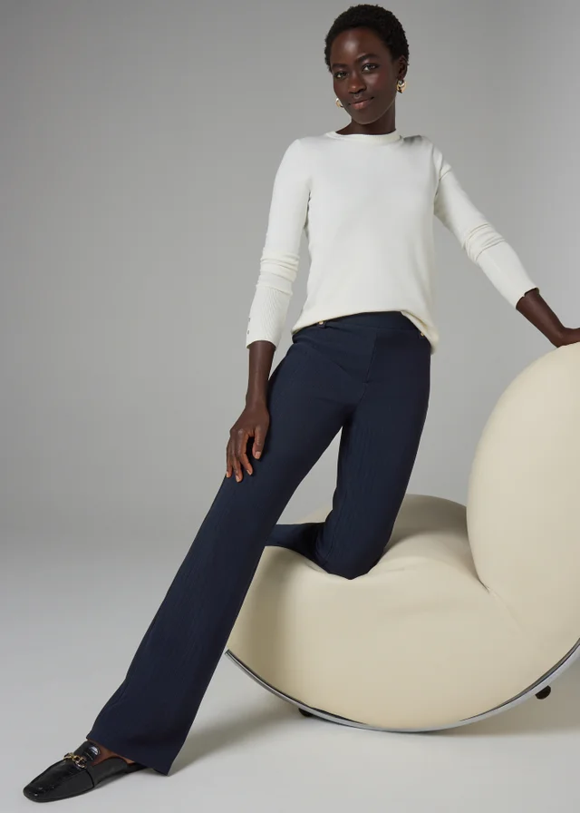 Et Vous Long Navy Bootcut Trousers