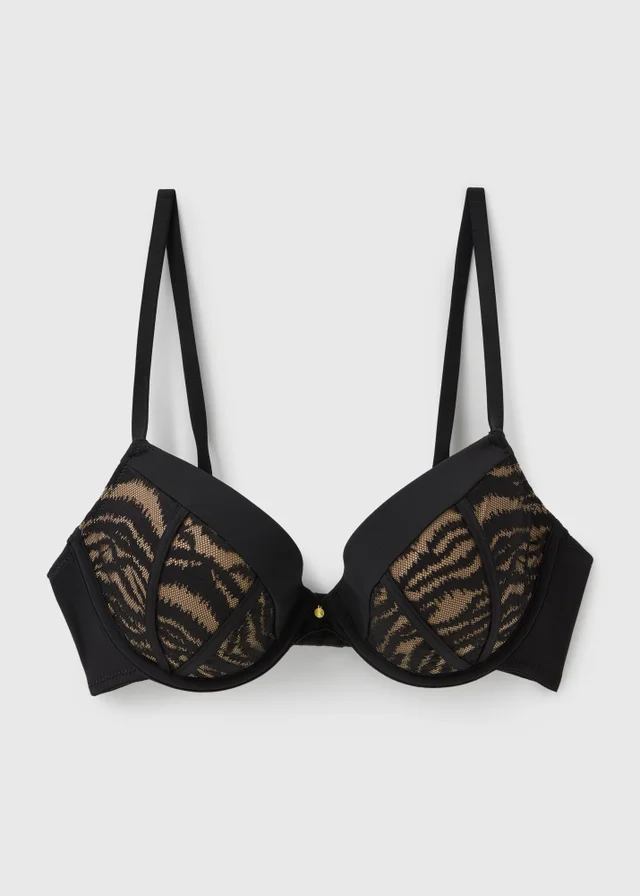 Black Zebra Print Lace Bra
