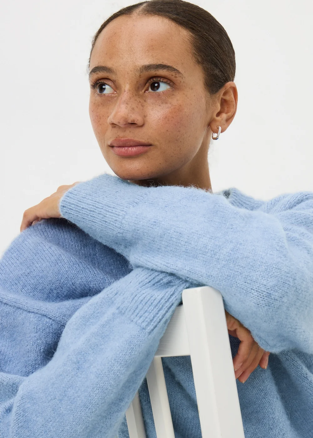 Light Blue Oversized Fluffy Knit Jumper - S Image 1