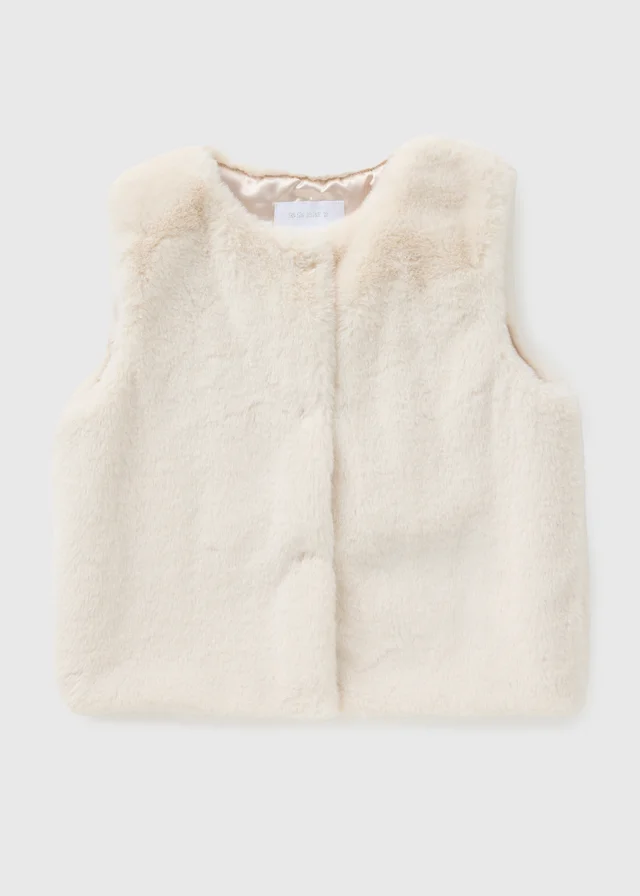 Girls Cream Faux Fur Gilet (7-15yrs)