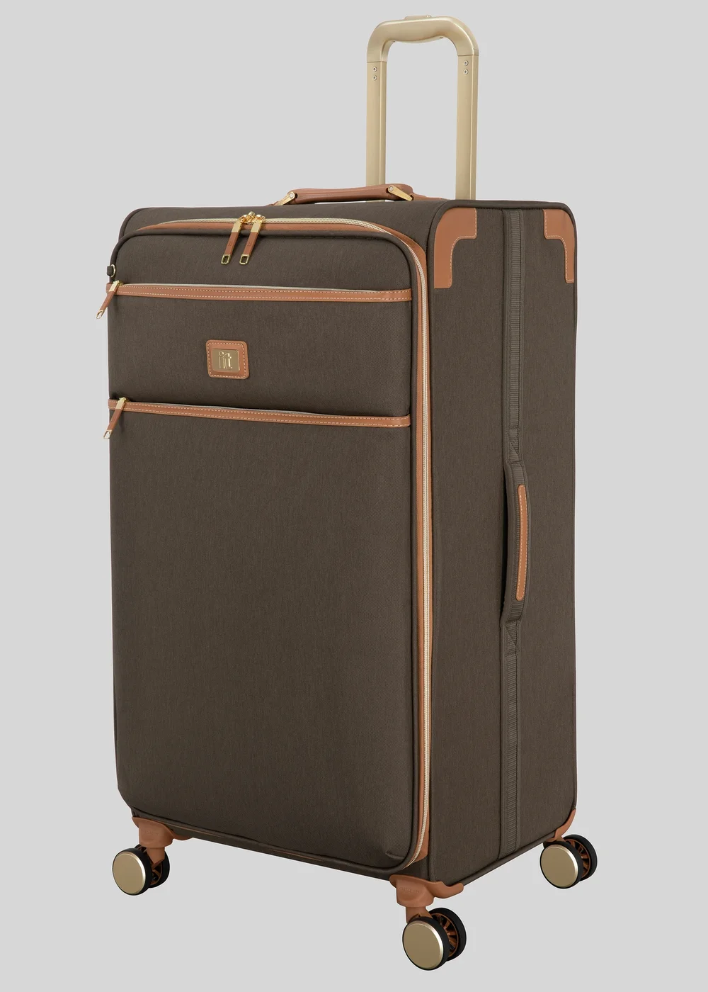 IT Luggage Dark Brown Tan Trim Suitcase - Cabin Image 2