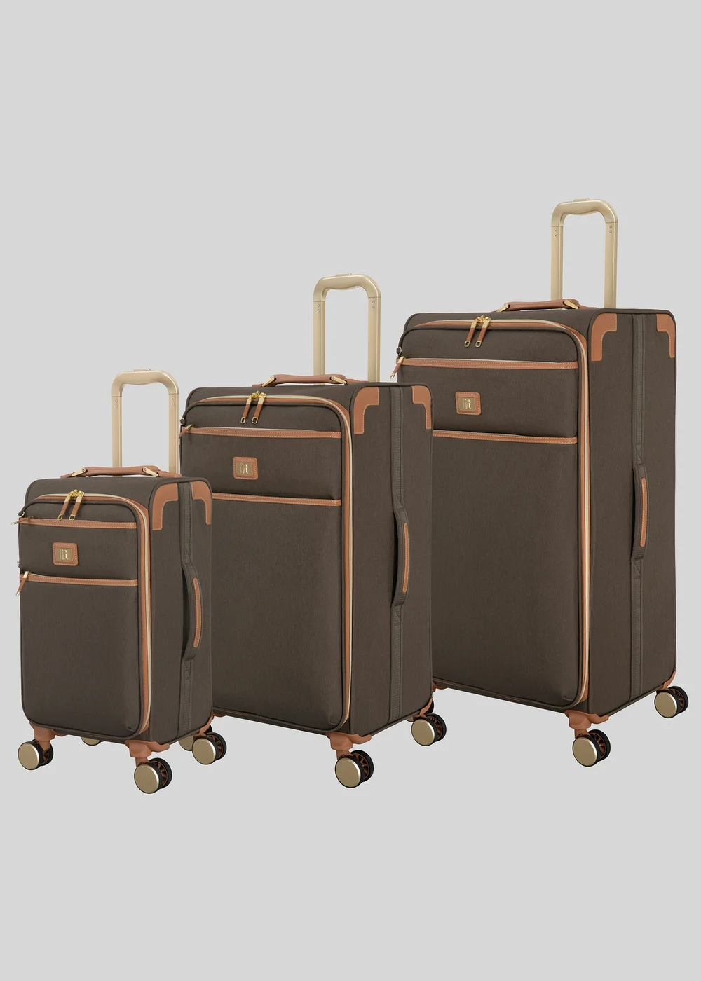 IT Luggage Dark Brown Tan Trim Suitcase - Cabin Image 1