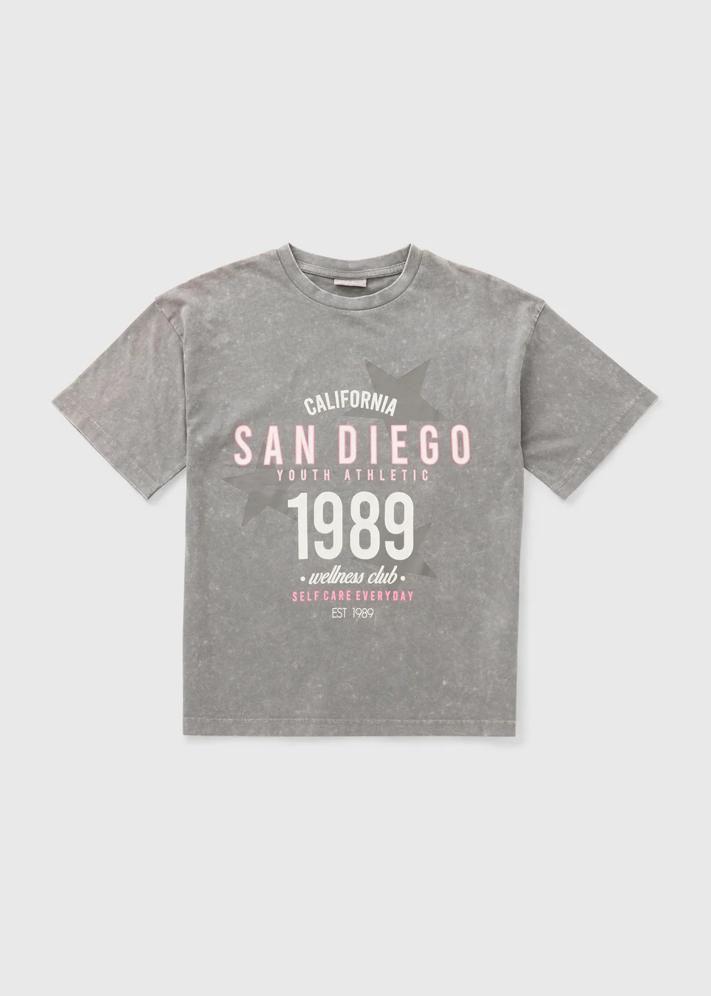 Girls Grey Acid Wash San Diego T-Shirt (7-15yrs) - Age 15 Years Image 1