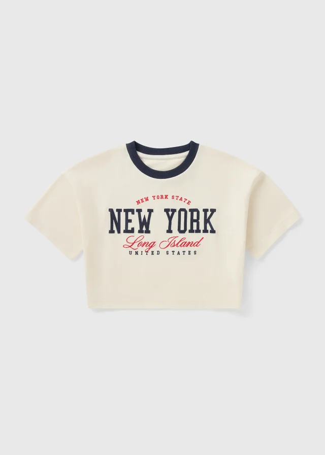 Girls White New York Slogan T-Shirt (7-15yrs)