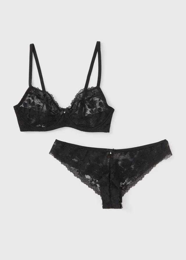 Black Non Padded Bra & Knickers Set