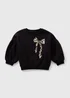 Girls Black Leopard Bow Sweatshirt (1-7yrs) - 3-4 Yrs Image 1