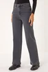 Roman Charcoal Cotton Blend Wide Leg Stretch Jeans - 10 Image 4