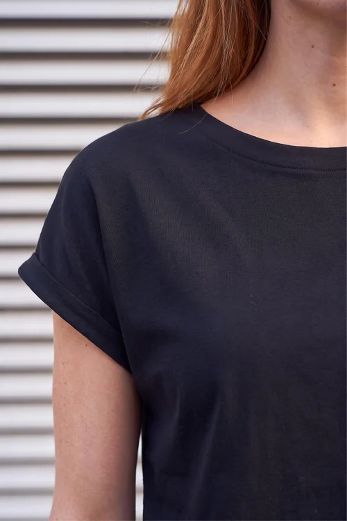 Roman Black Plain Stretch Cotton Jersey T-Shirt - 22 Image 4