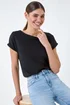 Roman Black Plain Stretch Cotton Jersey T-Shirt - Size 14 Image 3