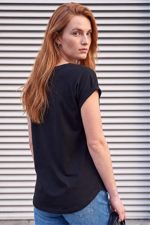 Roman Black Plain Stretch Cotton Jersey T-Shirt - 22 Image 3