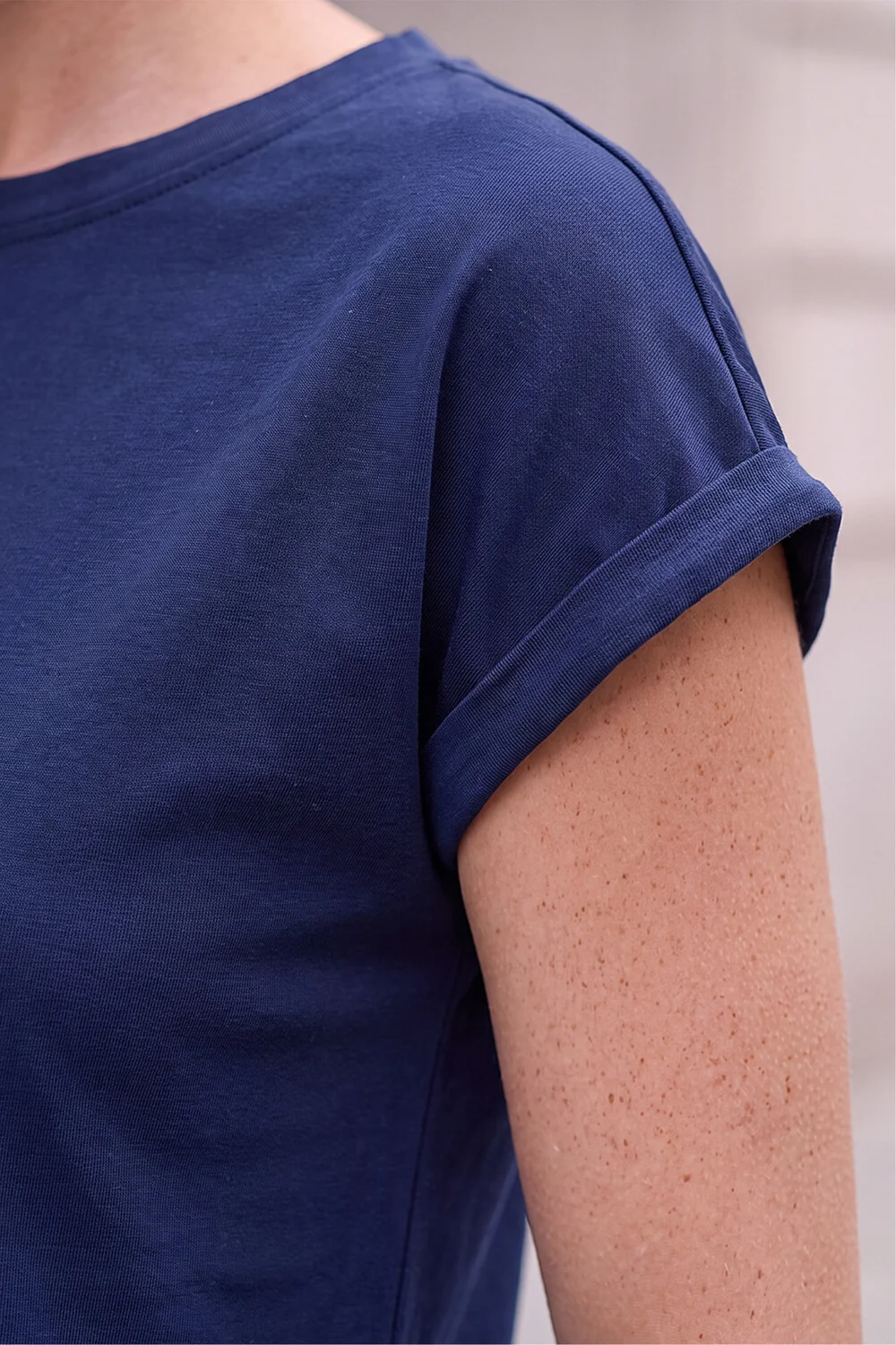 Roman Navy Plain Stretch Cotton Jersey T-Shirt - 18 Image 4