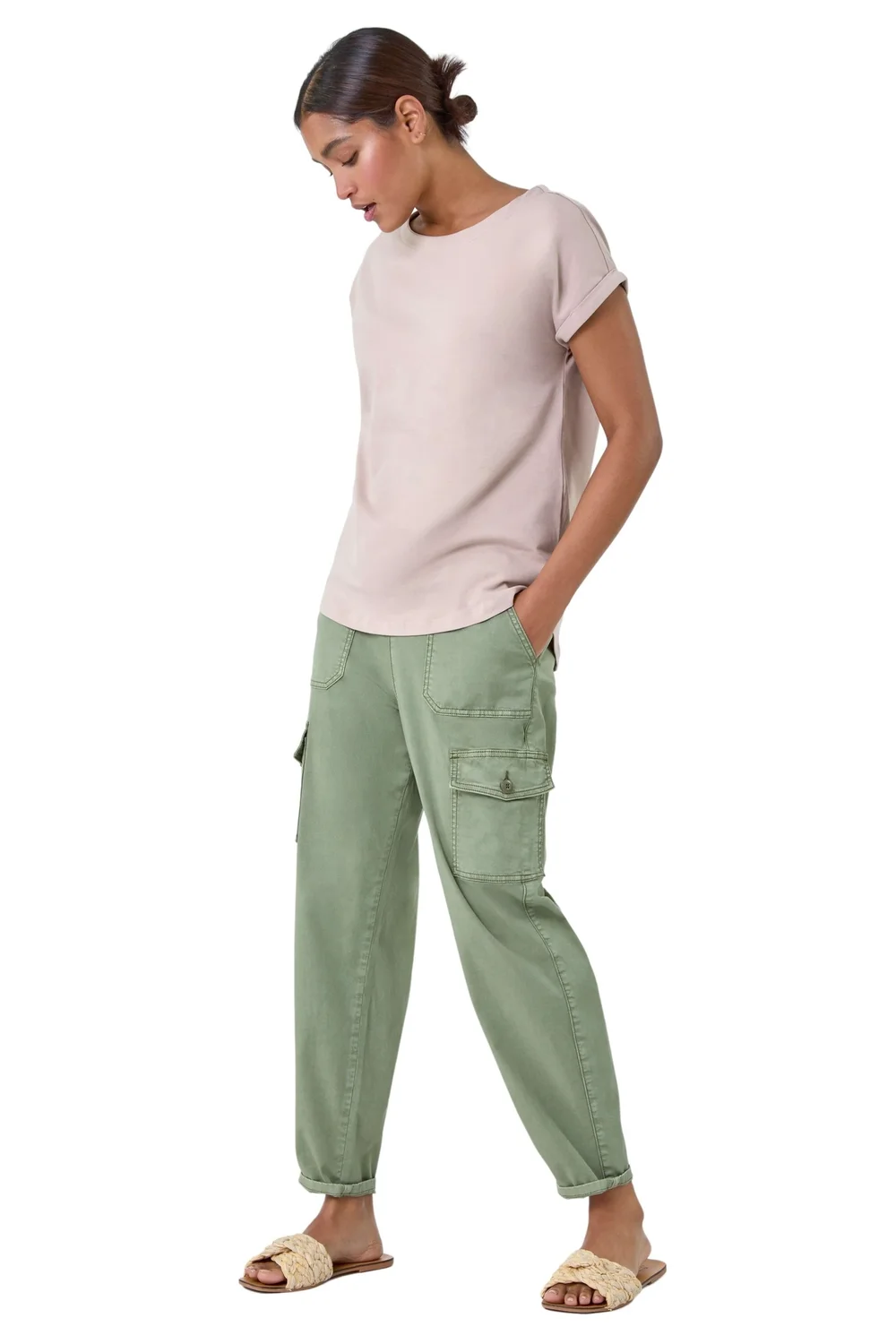 Roman Natural Plain Stretch Cotton Jersey T-Shirt - Size 16 Image 1