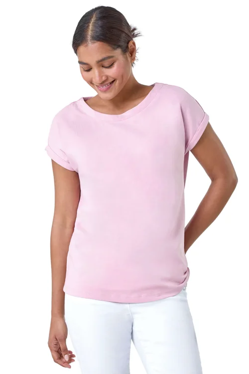 Roman Light Pink Plain Stretch Cotton Jersey T-Shirt - Size 18 Image 1