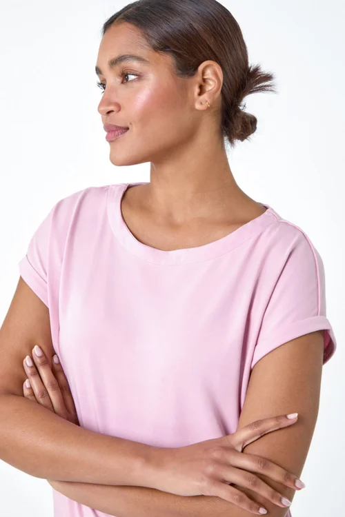Roman Light Pink Plain Stretch Cotton Jersey T-Shirt - Size 18 Image 4