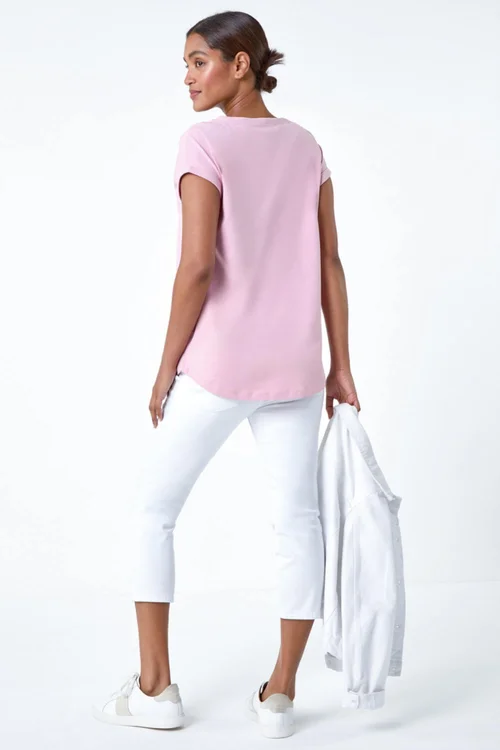 Roman Light Pink Plain Stretch Cotton Jersey T-Shirt - Size 18 Image 3