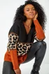 Roman Rust Petite Animal Colourblock Stretch Jumper - Size 14 Image 2