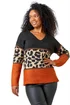 Roman Rust Petite Animal Colourblock Stretch Jumper - Size 14 Image 1