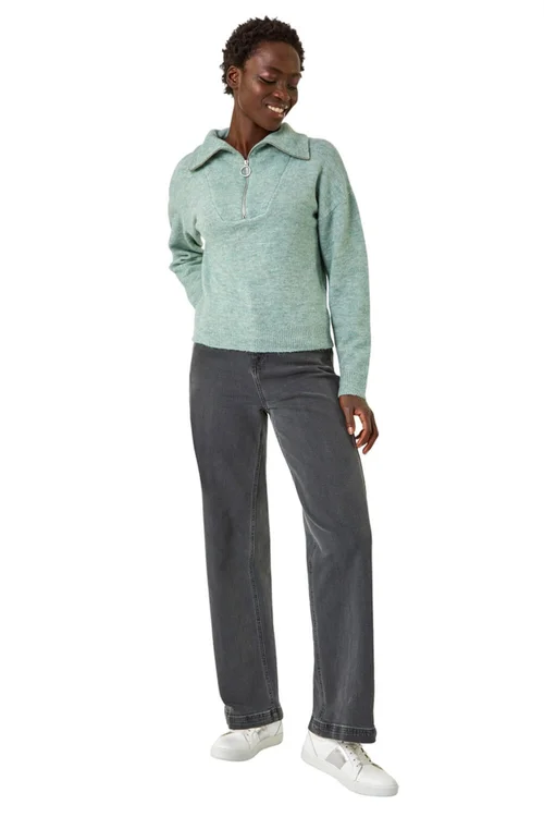 Roman Pale Blue Collar Zip Neck - Extra Large Image 2