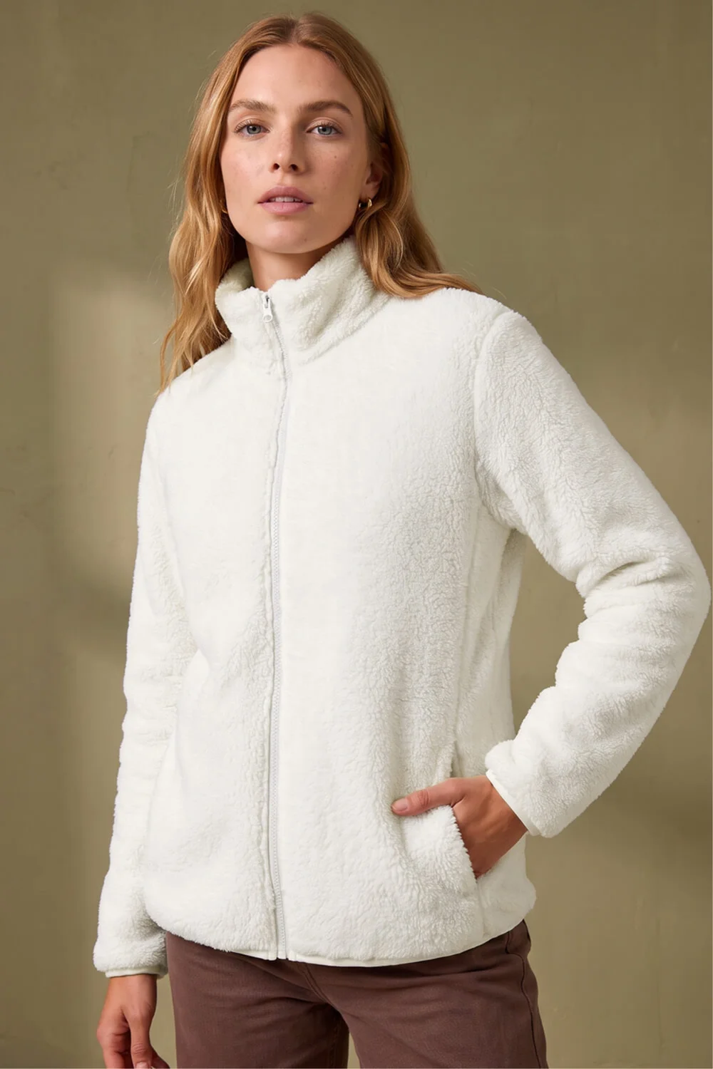 Roman White Soft Sherpa Fleece Jacket - XL Image 2