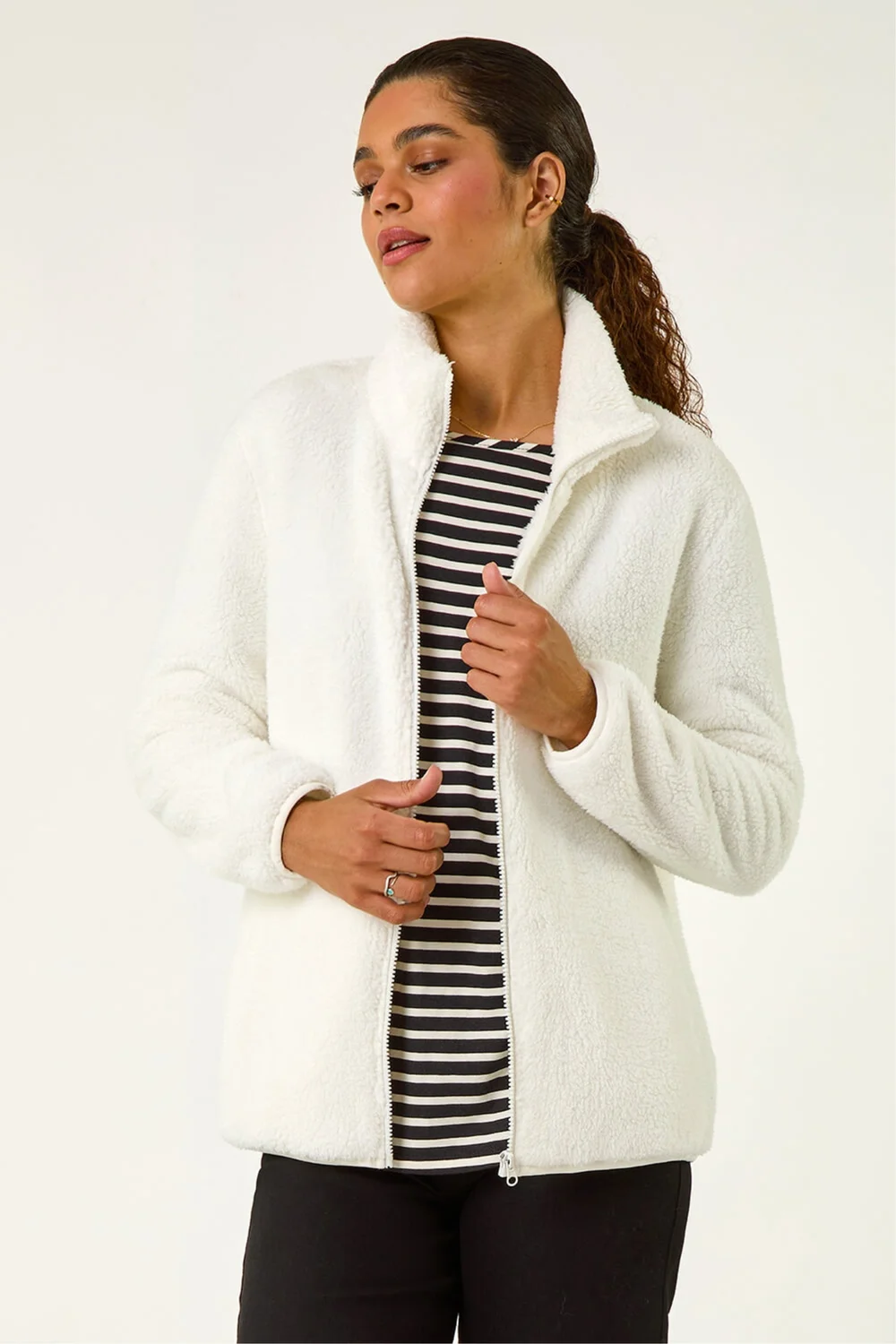 Roman White Soft Sherpa Fleece Jacket - XL Image 2