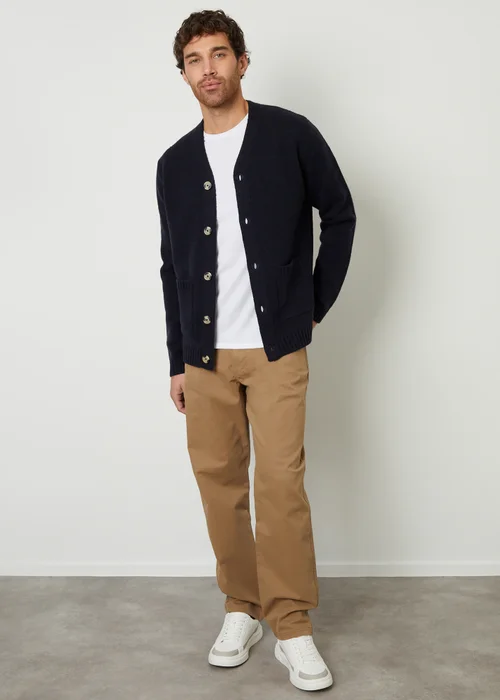 Threadbare Navy Knitted V-Neck Cardigan - Medium Image 4